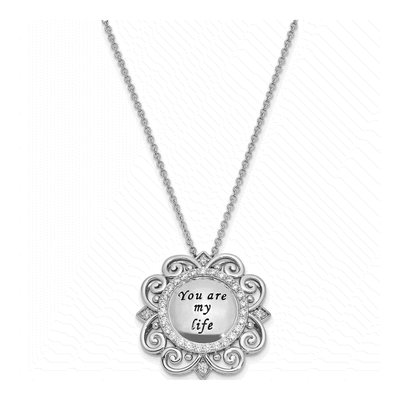Sterling Silver CZ You Are My Life Necklace – view 2