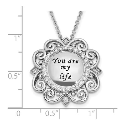 Sterling Silver CZ You Are My Life Necklace – view 4