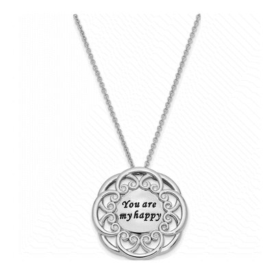Sterling Silver CZ 'you Are My Happy' Necklace