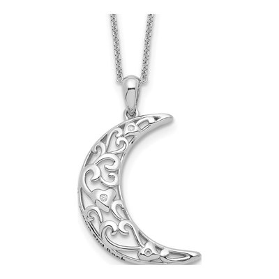 Sterling Silver CZ 'love You to Moon' Necklace