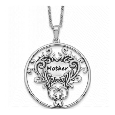 Sterling Silver Antiqued Mother Necklace