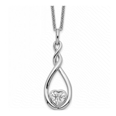 Sterling Silver CZ Love You Forever Necklace
