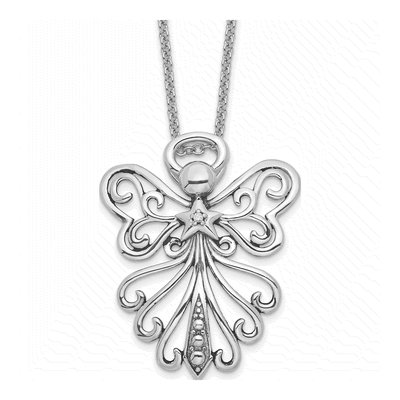Sterling Silver CZ Angel Necklace