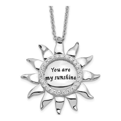 Sterling Silver CZ You Are My Sunshine Necklace