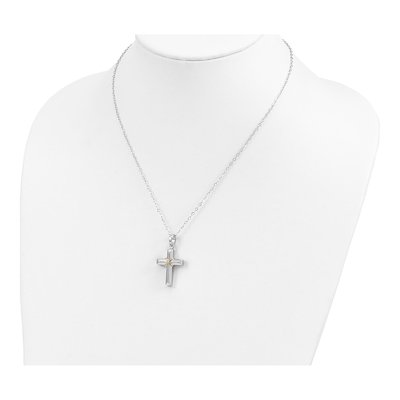 Gold-Plated Sterling Silver CZ Cross Ash Holder Pendant Necklace – view 5