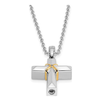 Gold-Plated Sterling Silver CZ Cross Ash Holder Pendant Necklace – view 6