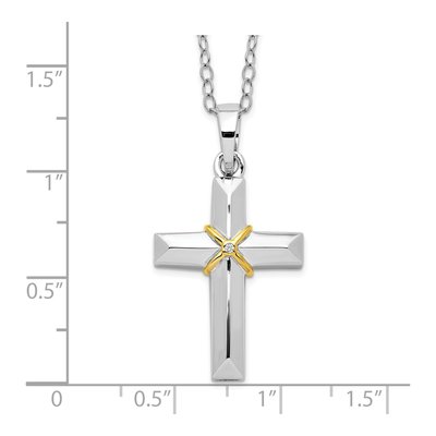 Gold-Plated Sterling Silver CZ Cross Ash Holder Pendant Necklace – view 7