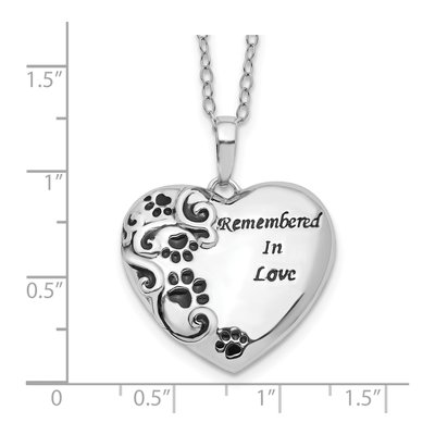 Sterling Silver Paw Print Heart Pendant Necklace – view 4