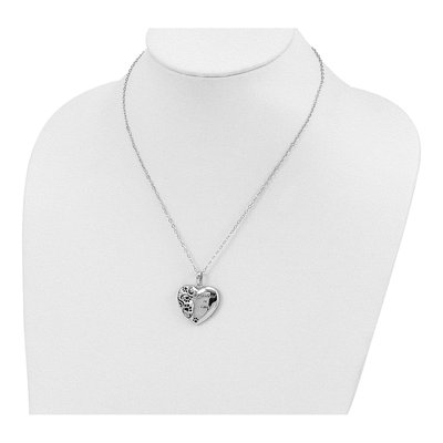 Sterling Silver Paw Print Heart Pendant Necklace – view 5