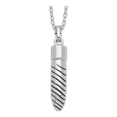 Sterling Silver Bullet Ash Holder Pendant Necklace