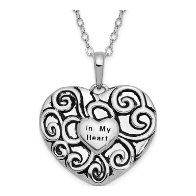 Sterling Silver 'in My Heart' Pendant Necklace