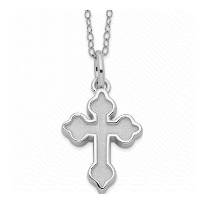 Sterling Silver Cross Ash Holder Pendant Necklace