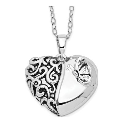 Sterling Silver Heart Ash Holder Pendant Necklace