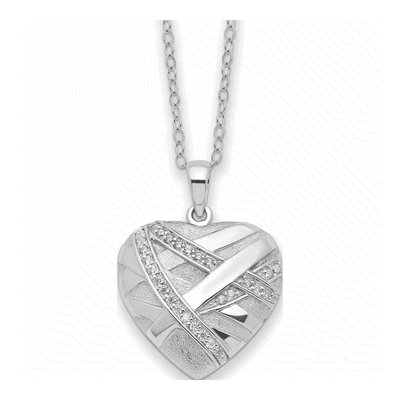Sterling Silver CZ Bandaged Heart Ash Holder Pendant Necklace