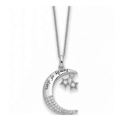 Sterling Silver CZ Family of Stars Pendant Necklace