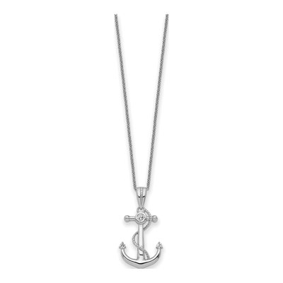 Sterling Silver CZ My Mother Anchor Pendant Necklace – view 2