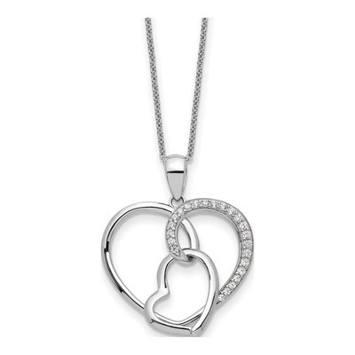 Sterling Silver CZ Love Pendant Necklace