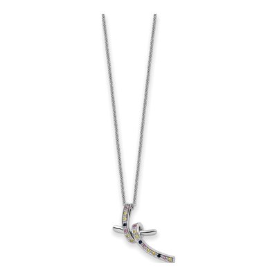 Sterling Silver Lab-Created Sapphire & CZ Pendant Necklace – view 2