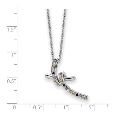 Sterling Silver Lab-Created Sapphire & CZ Pendant Necklace – view 3