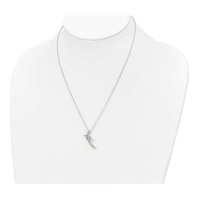 Sterling Silver Lab-Created Sapphire & CZ Pendant Necklace – view 4