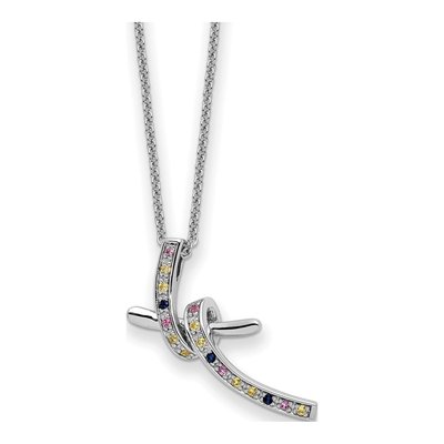 Sterling Silver Lab-Created Sapphire & CZ Pendant Necklace