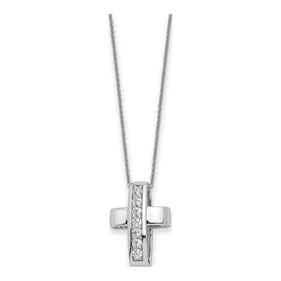 Sterling Silver CZ Cross Pendant Necklace – view 2