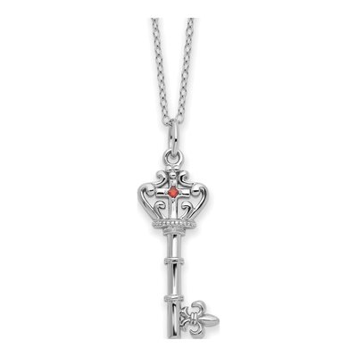 Sterling Silver CZ Key of David Pendant Necklace