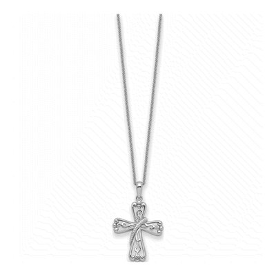 Sterling Silver 'love Never Fails' Cross Pendant Necklace – view 2
