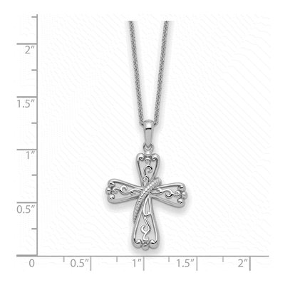 Sterling Silver 'love Never Fails' Cross Pendant Necklace – view 3
