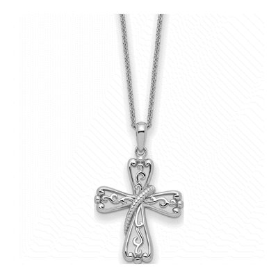 Sterling Silver 'love Never Fails' Cross Pendant Necklace