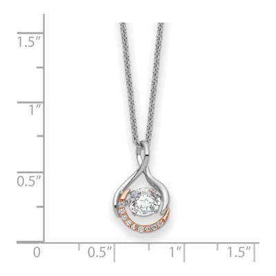 Rose Gold-Plated Sterling Silver CZ Heart Pendant Necklace – view 3