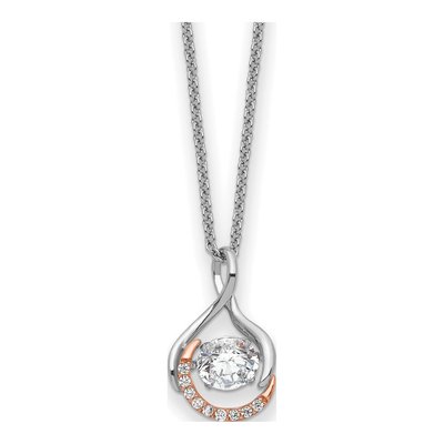 Rose Gold-Plated Sterling Silver CZ Heart Pendant Necklace