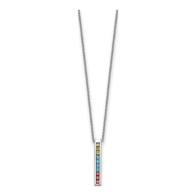 Sterling Silver CZ Multi-Color Pendant Necklace – view 2