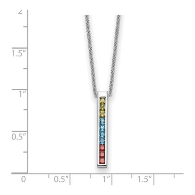 Sterling Silver CZ Multi-Color Pendant Necklace – view 3