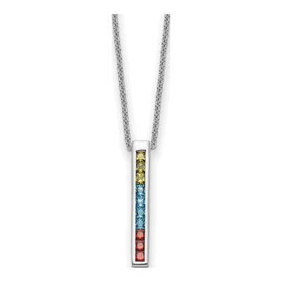 Sterling Silver CZ Multi-Color Pendant Necklace