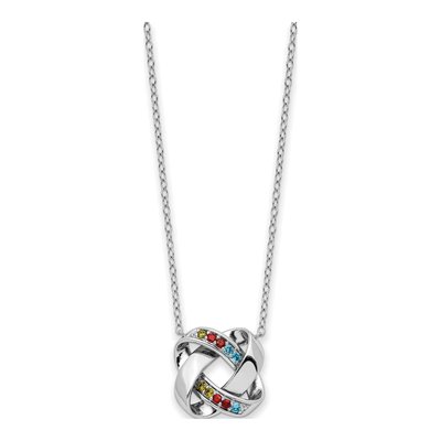 Sterling Silver CZ Multi-Color Square Pendant Necklace – view 2
