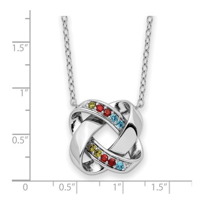 Sterling Silver CZ Multi-Color Square Pendant Necklace – view 3