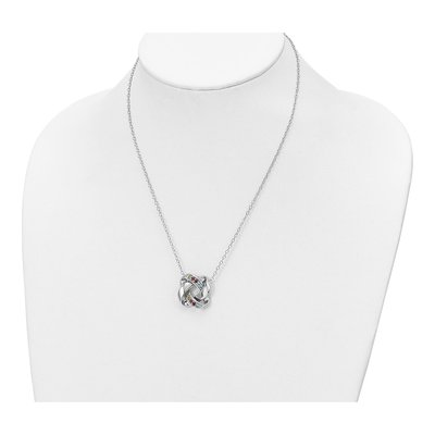 Sterling Silver CZ Multi-Color Square Pendant Necklace – view 4