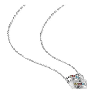 Sterling Silver CZ Multi-Color Square Pendant Necklace – view 7