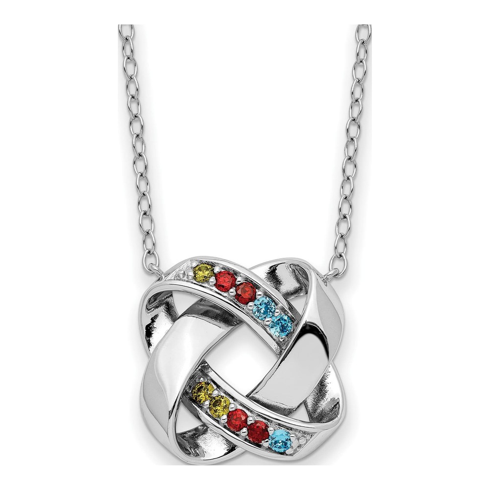 Sterling Silver Multi-Color CZ Square Necklace, 18in