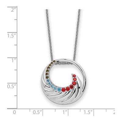 Sterling Silver CZ Multi-Color Circle Pendant Necklace – view 3