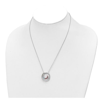 Sterling Silver CZ Multi-Color Circle Pendant Necklace – view 4