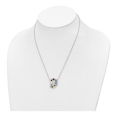 Sterling Silver CZ Multi-Color Paint Palette Pendant Necklace – view 4
