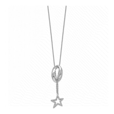 Sterling Silver CZ Star Pendant Necklace – view 2