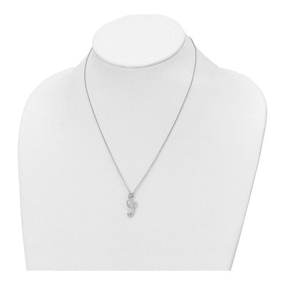 Sterling Silver CZ Music Note Necklace, 18in – view 4