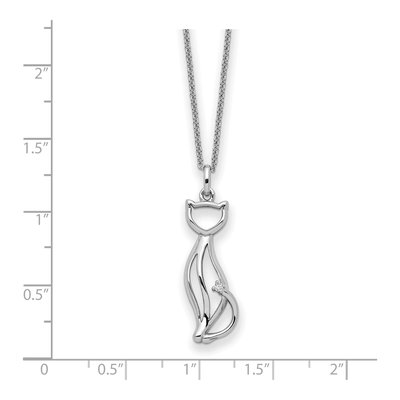Sterling Silver CZ Purrfect Love Cat Pendant Necklace – view 3