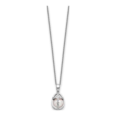Sterling Silver Freshwater Cultured Pearl Commitment Pendant Necklace – view 2