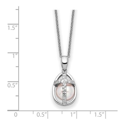 Sterling Silver Freshwater Cultured Pearl Commitment Pendant Necklace – view 3