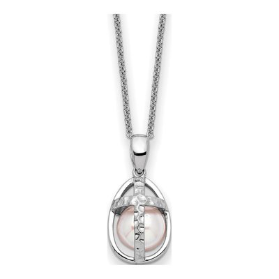 Sterling Silver Freshwater Cultured Pearl Commitment Pendant Necklace
