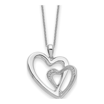 Sterling Silver CZ Heart Pendant Necklace